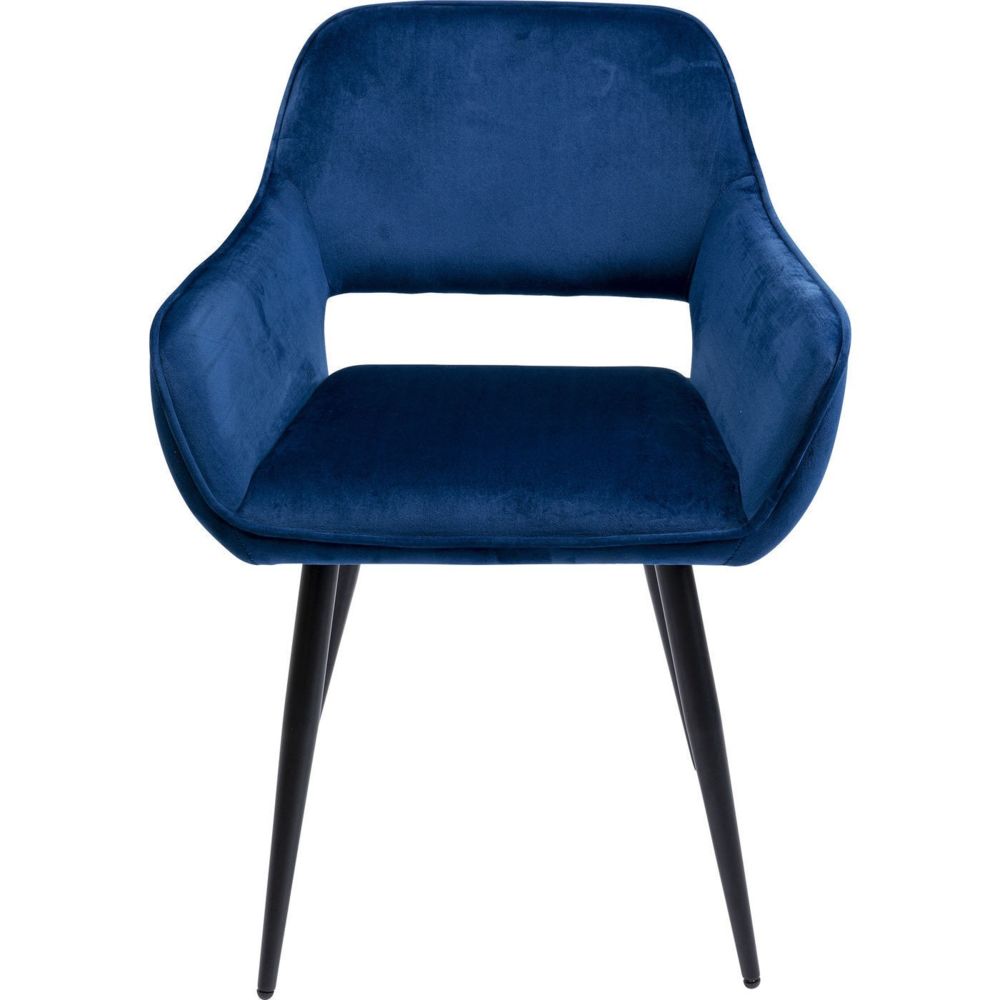 Karedesign - Chaise avec accoudoirs San Francisco velours bleu pétrole Kare Design - Chaises