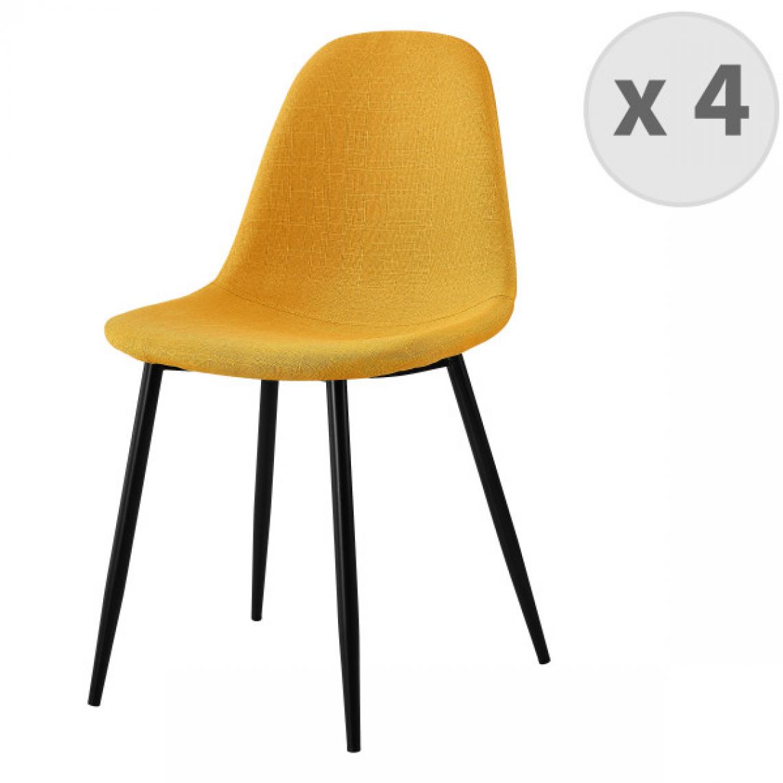 Moloo - ORLANDO-Chaise tissu curry pieds métal noir (x4) - Chaises