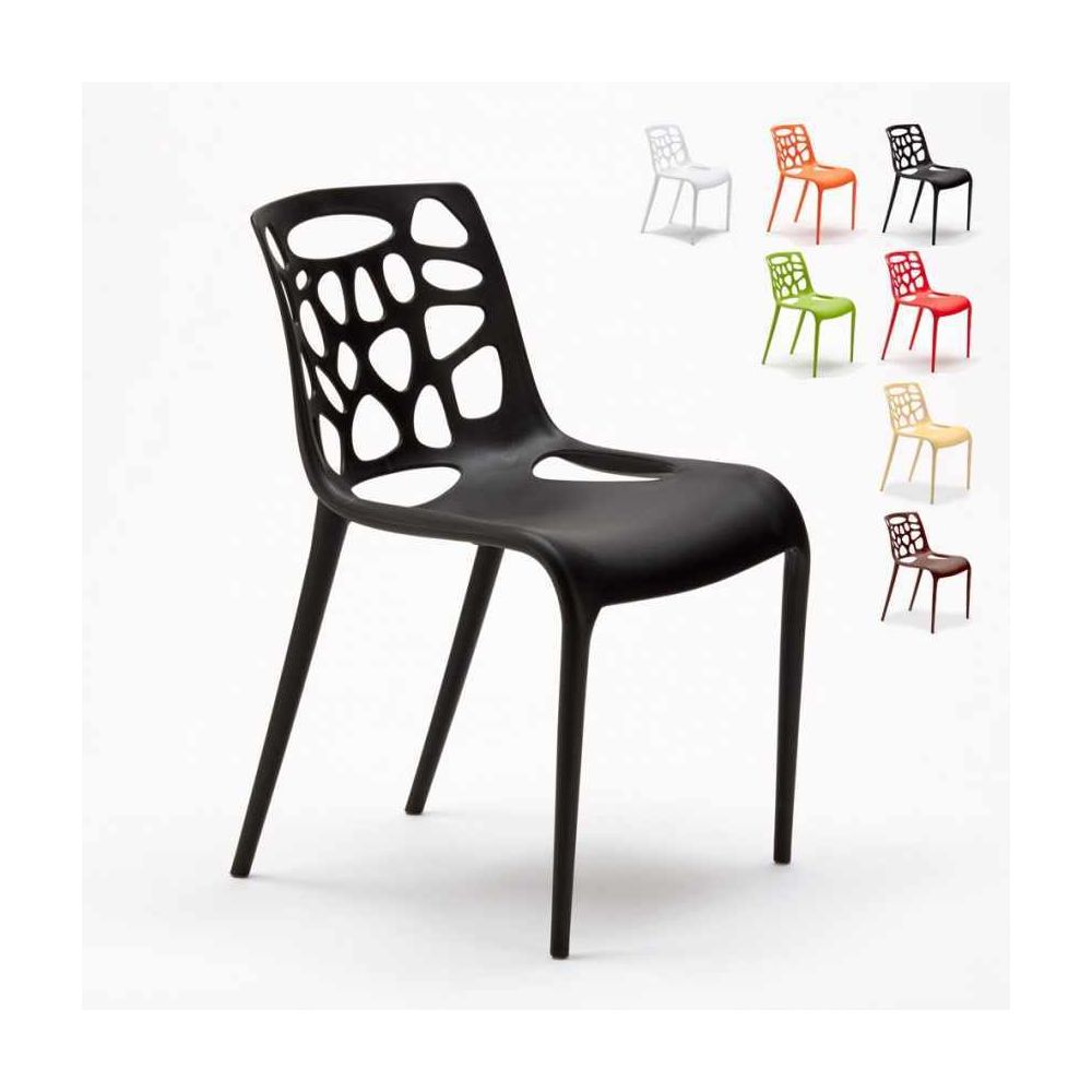 Ahd Amazing Home Design - Chaise en polypropylène anti-uv design moderne Gelateria salle à manger et bar café Connubia, Couleur: Noir - Chaises