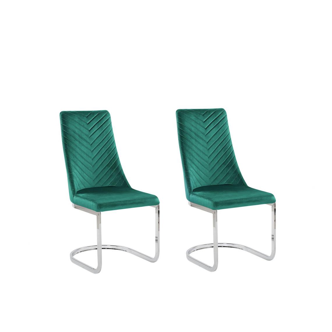Beliani - Beliani Lot de 2 chaises de salle à manger en velours vert émeraude ALTOONA - - Chaises