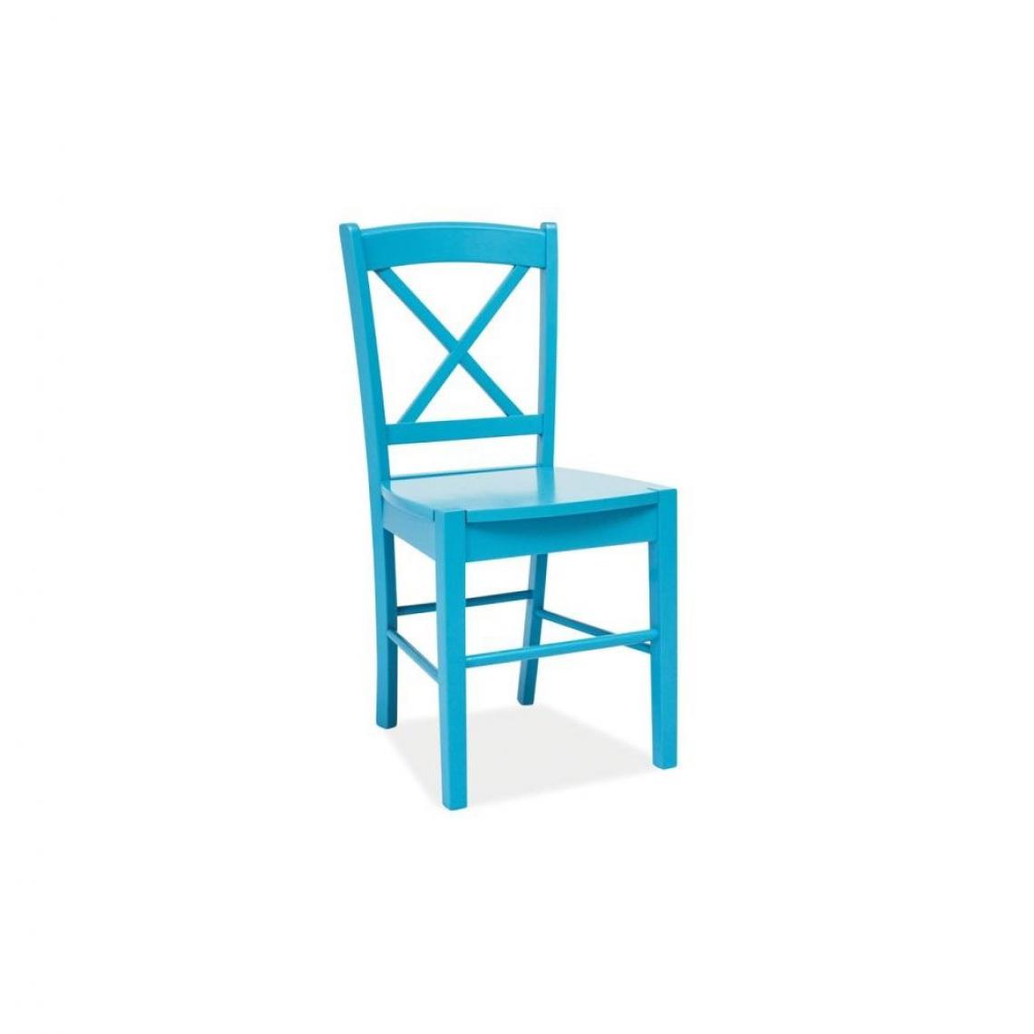 Ac-Deco - Chaise avec dossier en croix - 40 x 36 x 85 cm - Bleu - Chaises