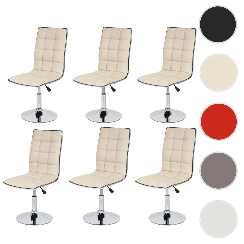 Mendler - Lot de 6 chaises de séjour ou de salle à manger HWC-C41, style rétro, similicuir ~ crème - Chaises