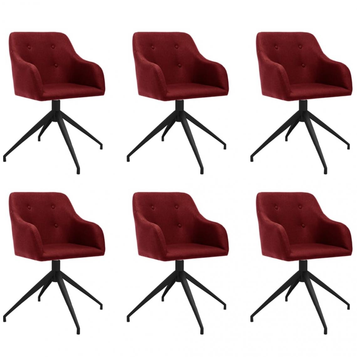 Vidaxl - vidaXL Chaises pivotantes de salle à manger 6 pcs Rouge bordeaux Tissu - Chaises