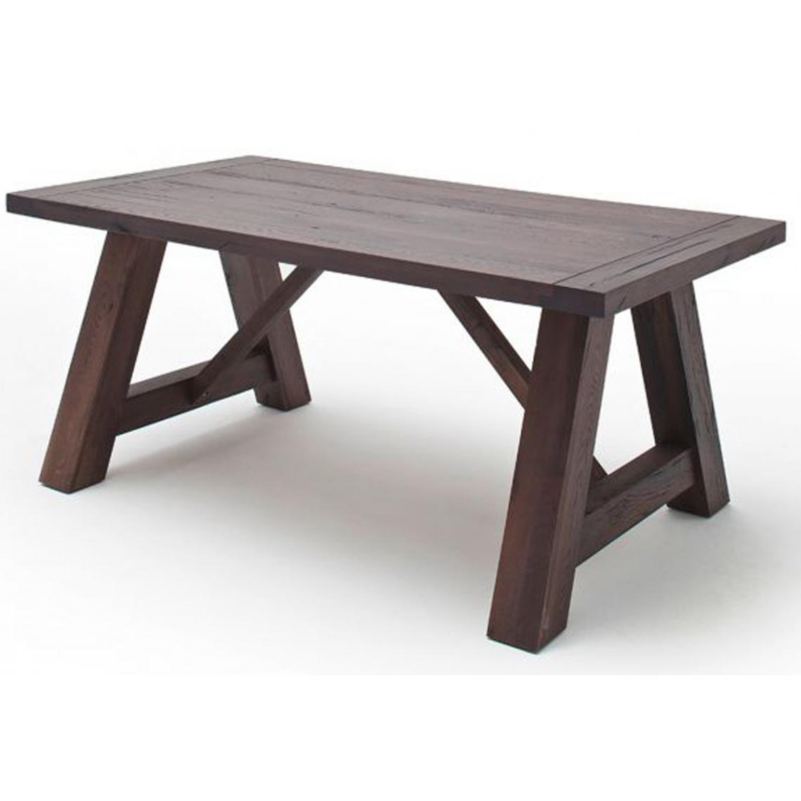 Pegane - Table à manger en chêne massif vieilli laqué mat - L.180 x H.76 x P.100 cm -PEGANE- - Tables à manger
