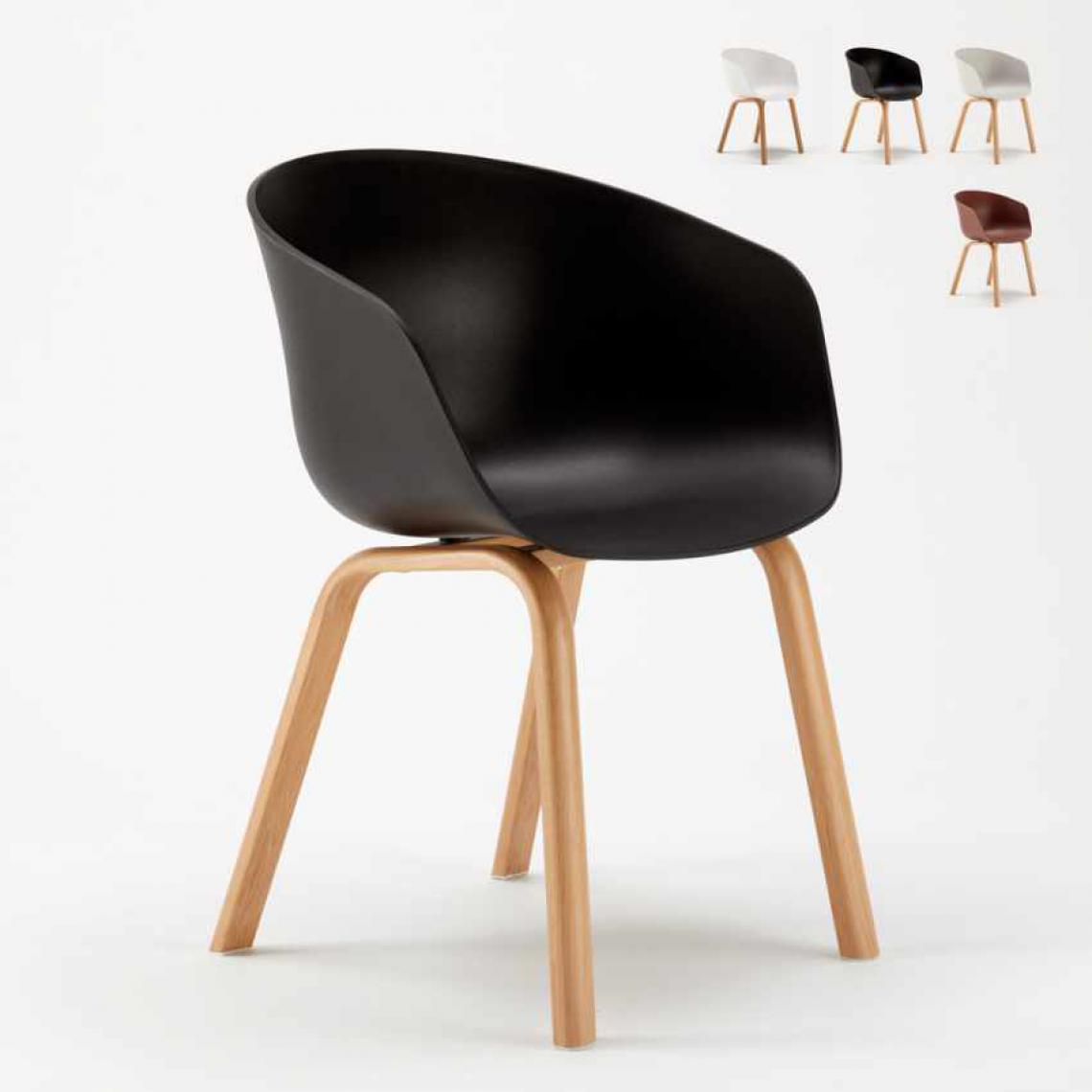 Ahd Amazing Home Design - Lot De 20 Chaises Dexer Design Scandinave Métal Effet Bois Dexer Pour Bars Et Restaurants, Couleur: Noir - Chaises