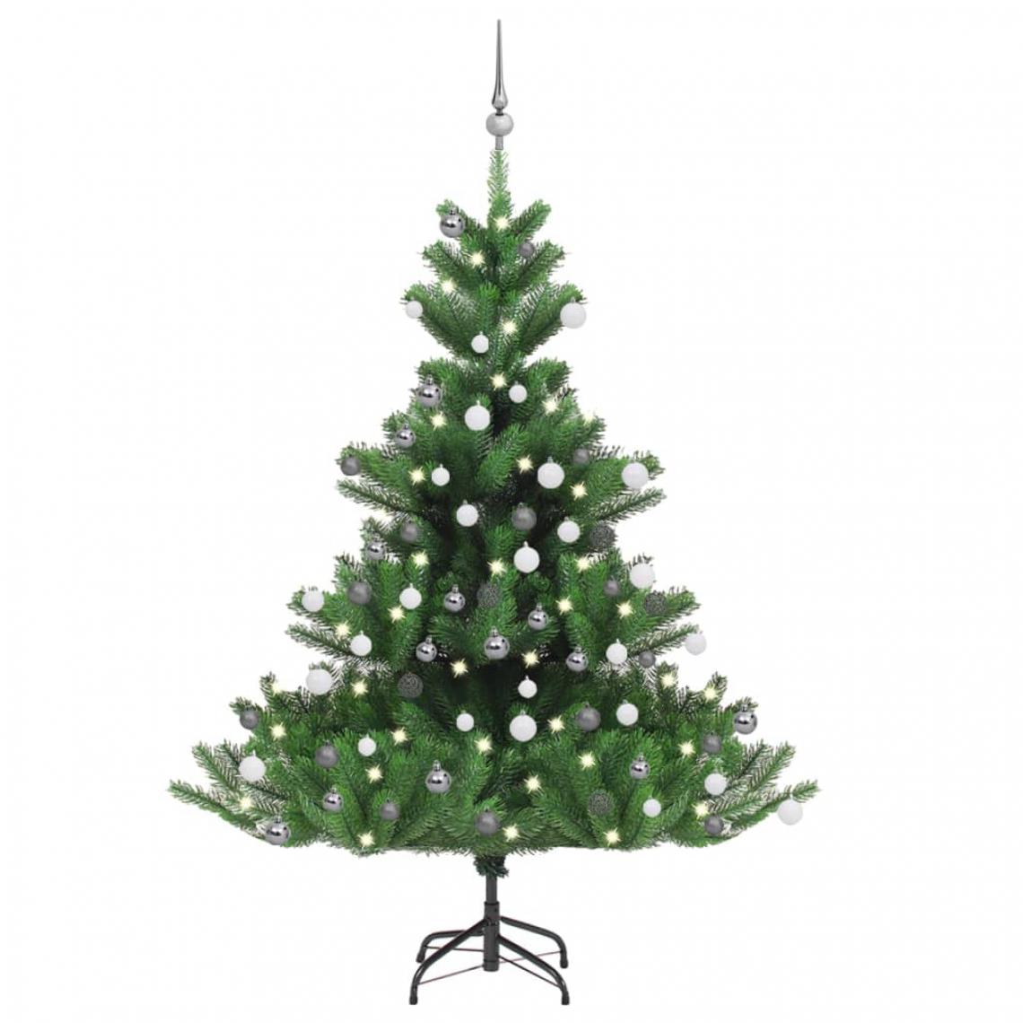Vidaxl - vidaXL Sapin de Noël artificiel Nordmann avec LED et boules Vert 150cm - Sapin de Noël
