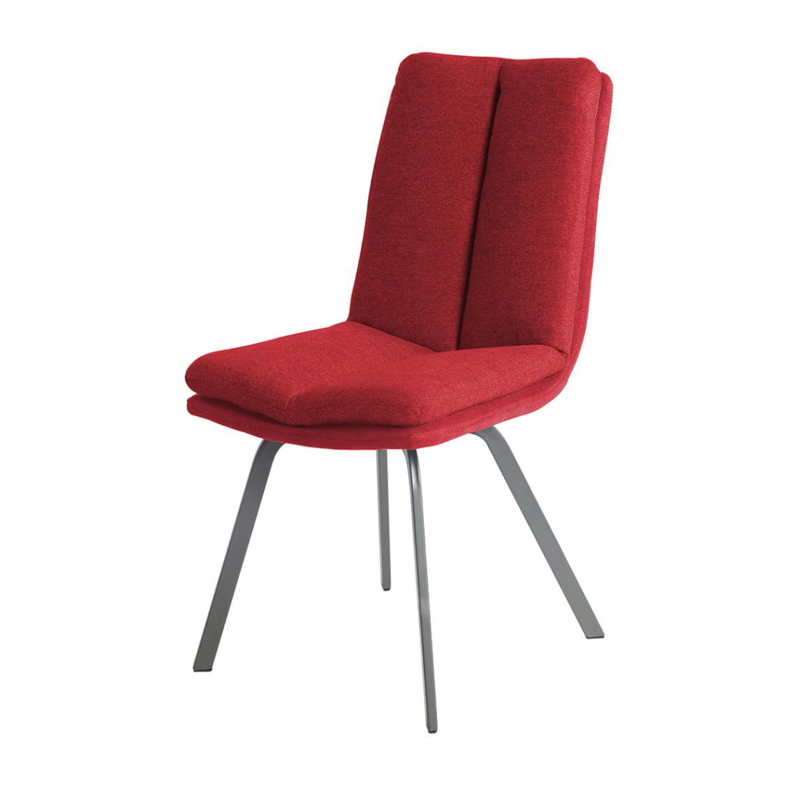Pegane - Lot de 2 chaises coloris rouge en métal / tissu - Longueur 47 x Profondeur 65 x hauteur 86 x hauteur Assise 48 cm - Chaises