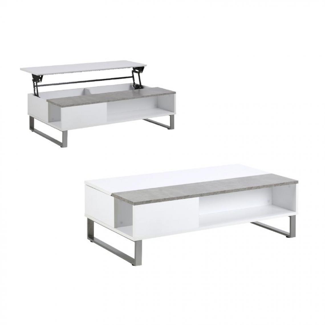 But - Table basse plateau relevable AZALEA béton et blanc - Tables basses