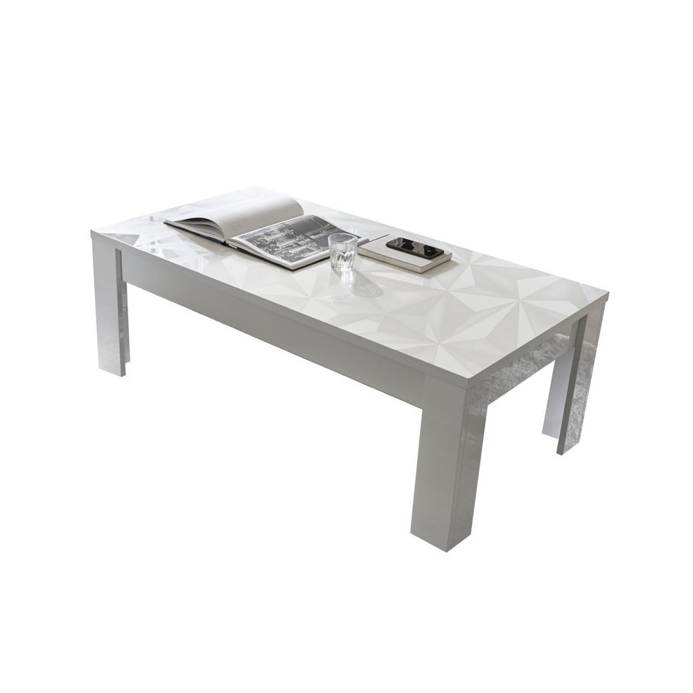 Tousmesmeubles - Table basse rectangulaire Laquée Blanc brillant - KIOO - Tables basses