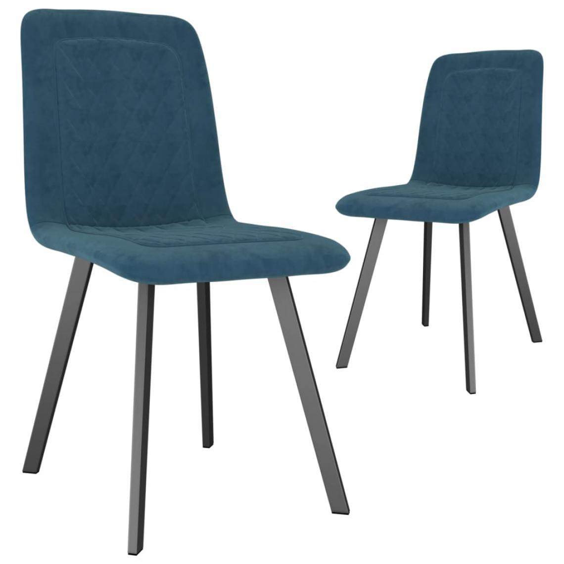 Icaverne - Distingué Fauteuils et chaises reference Riga Chaises de salle à manger 2 pcs Bleu Velours - Chaises