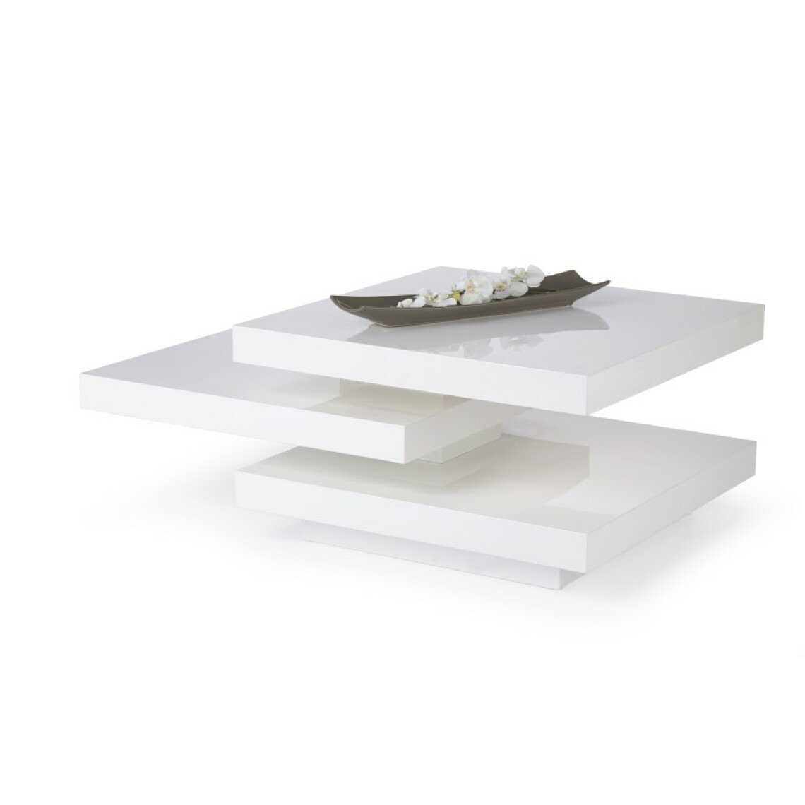 Carellia - Table basse design 80 cm x 80 cm x 45 cm - Blanc - Tables basses