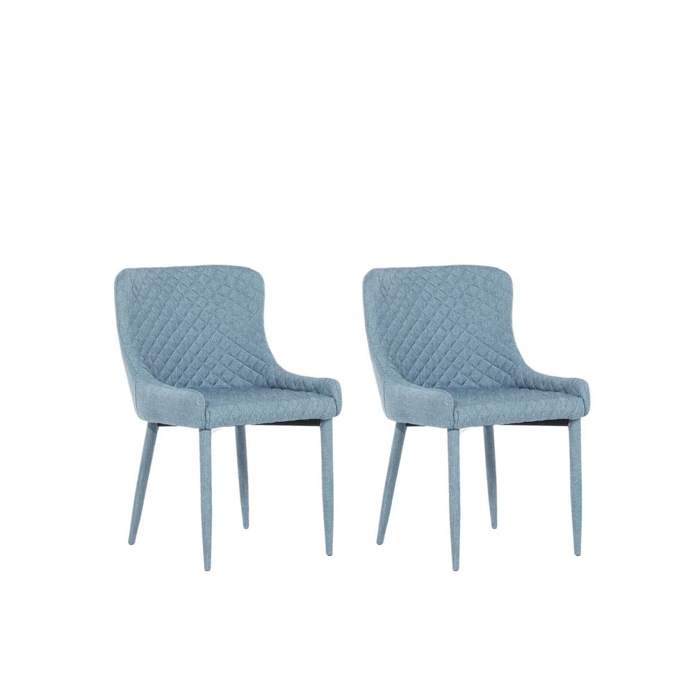 Beliani - Beliani Lot de 2 chaises en tissu bleu clair SOLANO - bleu foncé - Chaises