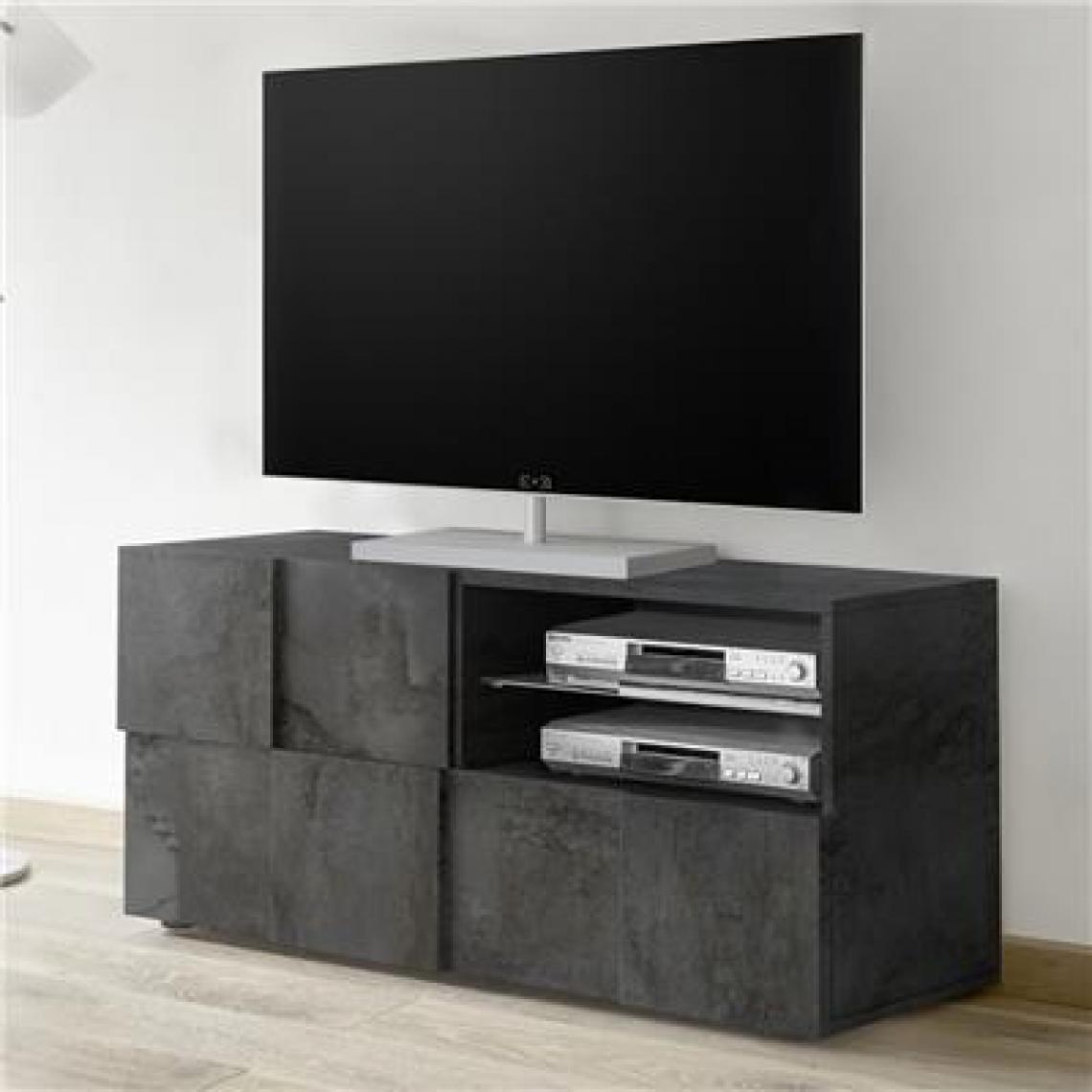 Nouvomeuble - Meuble TV 120 cm moderne anthracite SANDREA 5 - Meubles TV, Hi-Fi