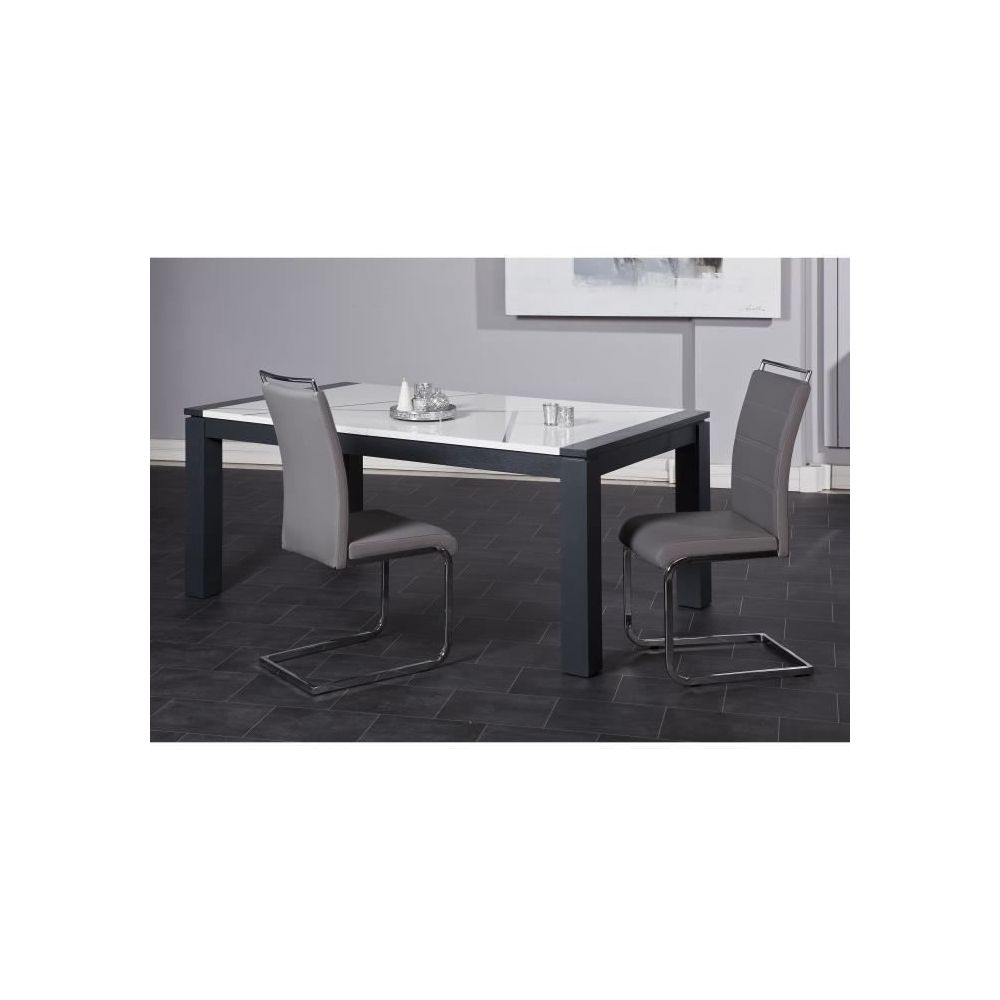 marque generique - CHAISE DYLAN Lot de 2 chaises de salle a manger - Simili gris - Contemporain - L 42,5 x 56 cm - Chaises