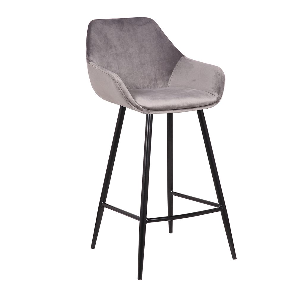 Nouvomeuble - Petite chaise de bar en tissu gris DAMARIO (lot de 2) - Chaises