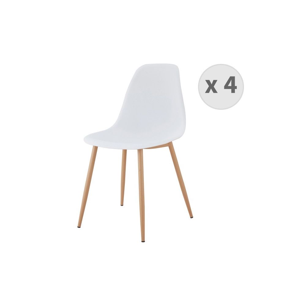 Moloo - ESTER-Chaises scandinaves blanc pieds métal bois (X4) - Chaises