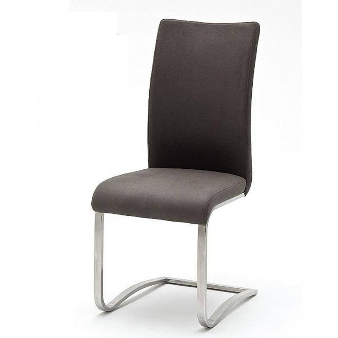 Pegane - Lot de 2 chaises en acier et polyester coloris gris - L.43 x H.103 x P.52 cm - Chaises