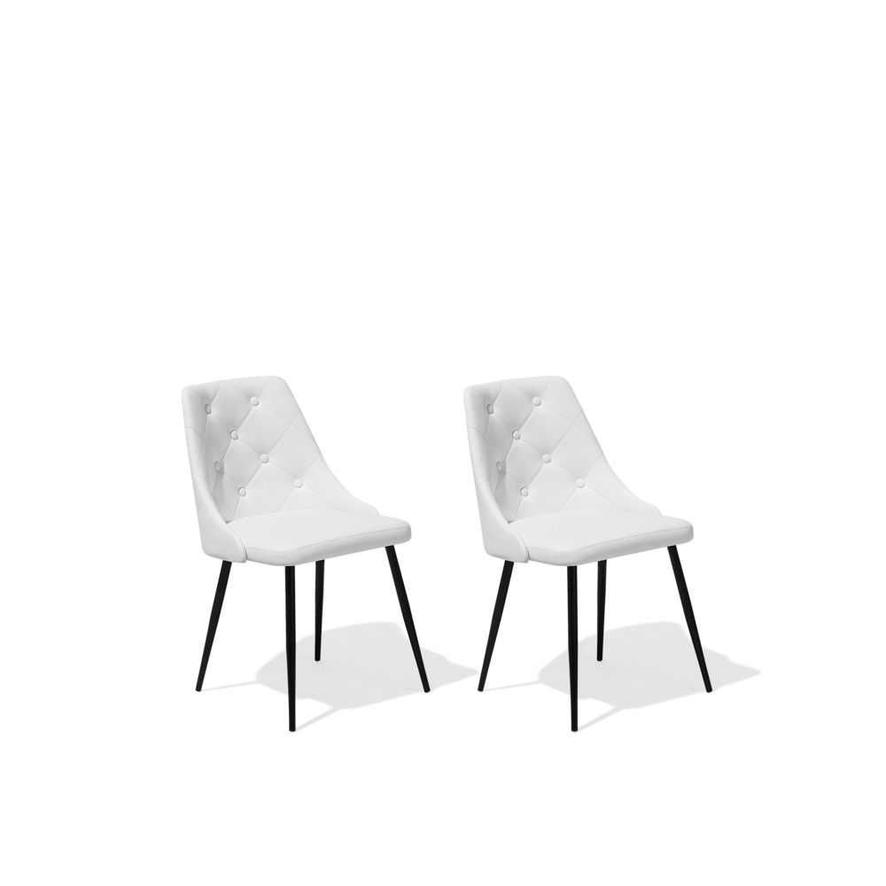 Beliani - Beliani Lot de 2 chaises en simili-cuir blanc VALERIE - blanc - Chaises