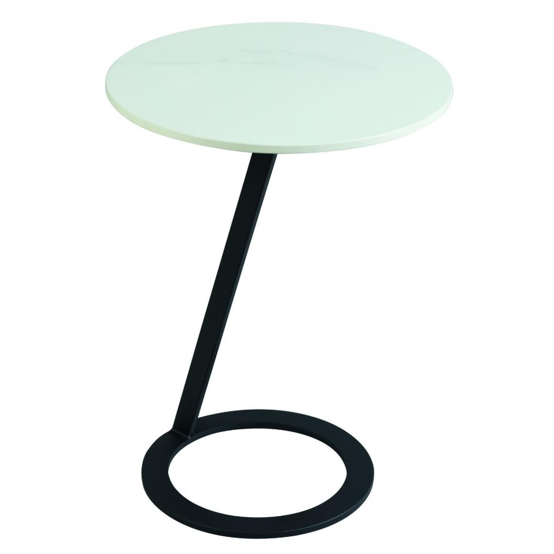 Pegane - Table d'appoint bout de canapé en céramique / acier coloris anthracite mat - diamètre 46 x hauteur 55 cm - Consoles
