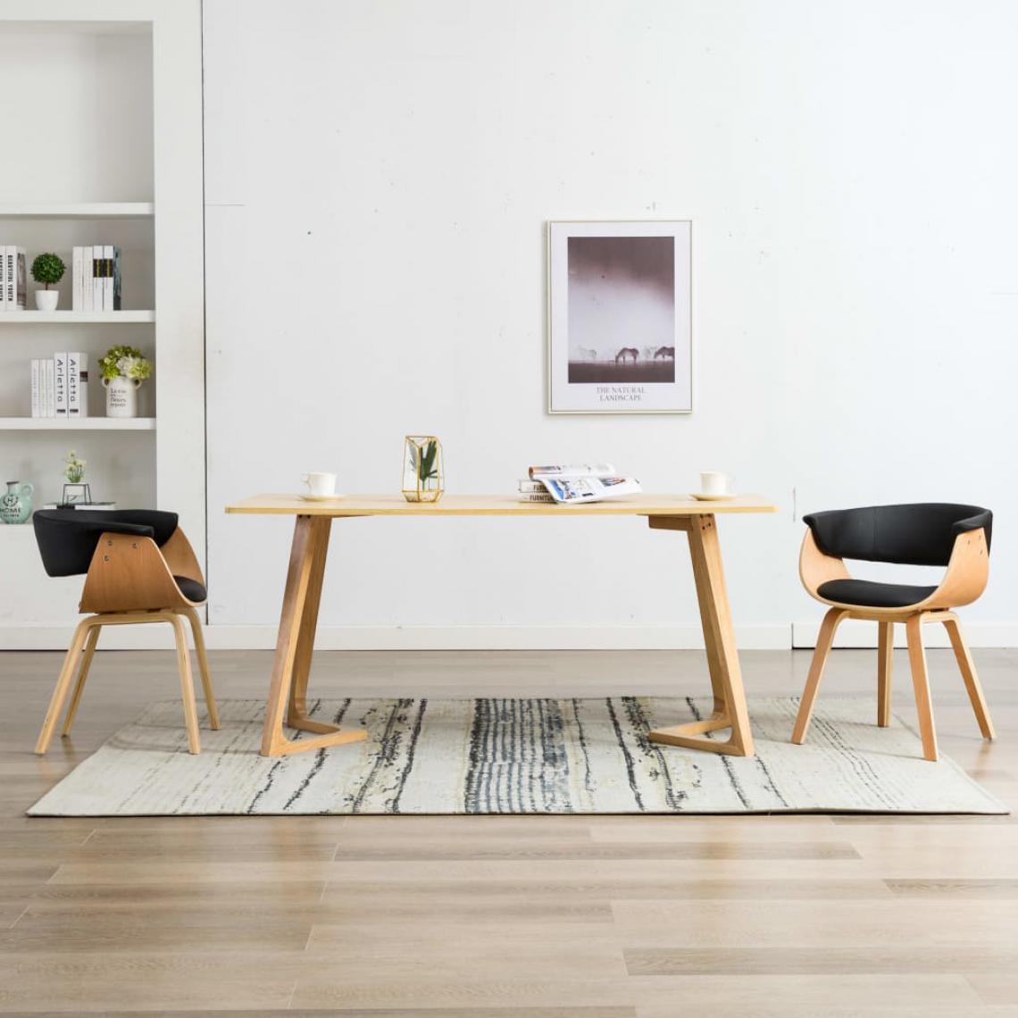 Icaverne - Magnifique Fauteuils et chaises Windhoek Chaises de salle à manger 2 pcs Noir Bois courbé et similicuir - Chaises
