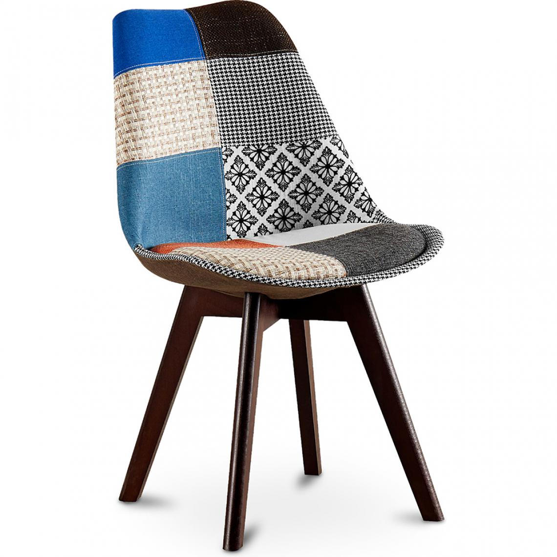 Iconik Interior - Chaise à manger Deswick design scandi rétro pieds foncés - multicolore premium - Patchwork Pixi - Chaises