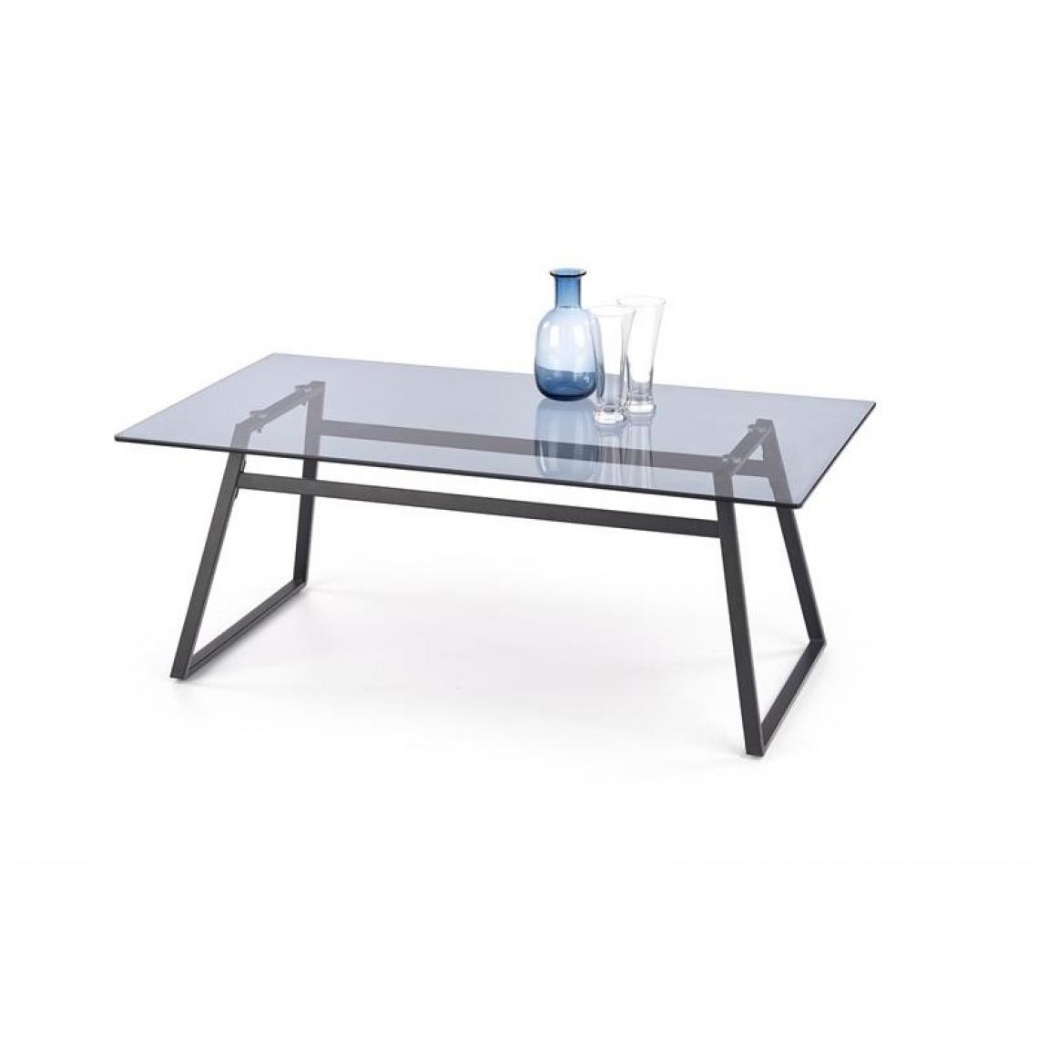 Carellia - Table basse moderne en verre 110 cm x 60 cm x 43 cm - Fumé/Noir - Tables basses