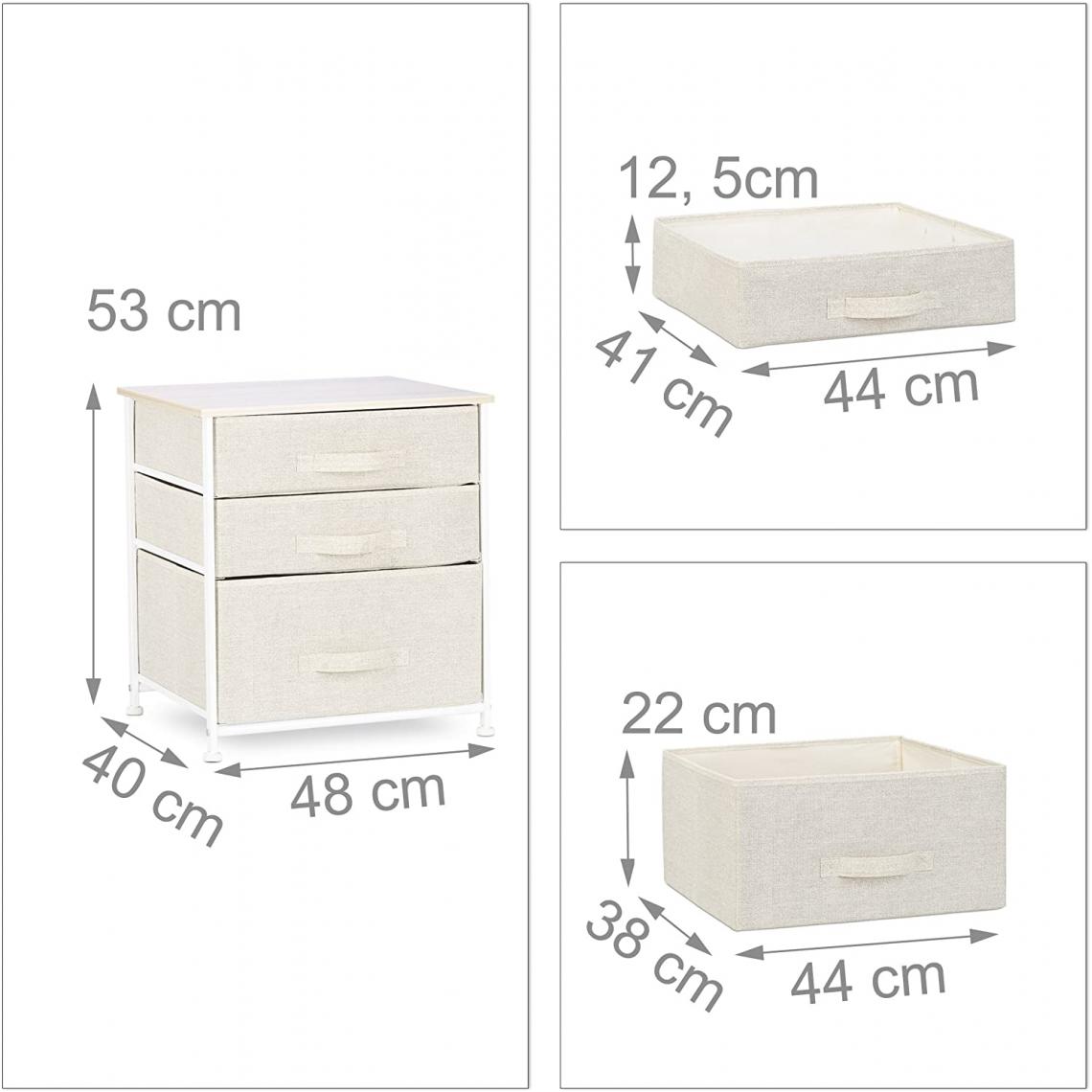 Helloshop26 - Commode meuble de rangement étagère avec tiroirs tissu beige 13_0002582_2 - Etagères