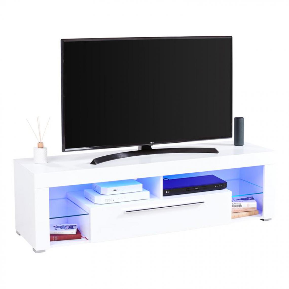 Modern Living - Meuble TV avec led intégrée MODERN LIVING Blanc brillant Goal - Meubles TV, Hi-Fi