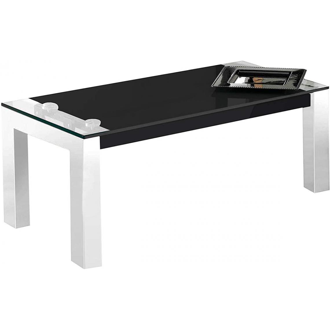 Pegane - Table basse relevable en verre trempé coloris noir - Longueur 112 x profondeur 50 x hauteur 44 - 57 cm - Tables basses