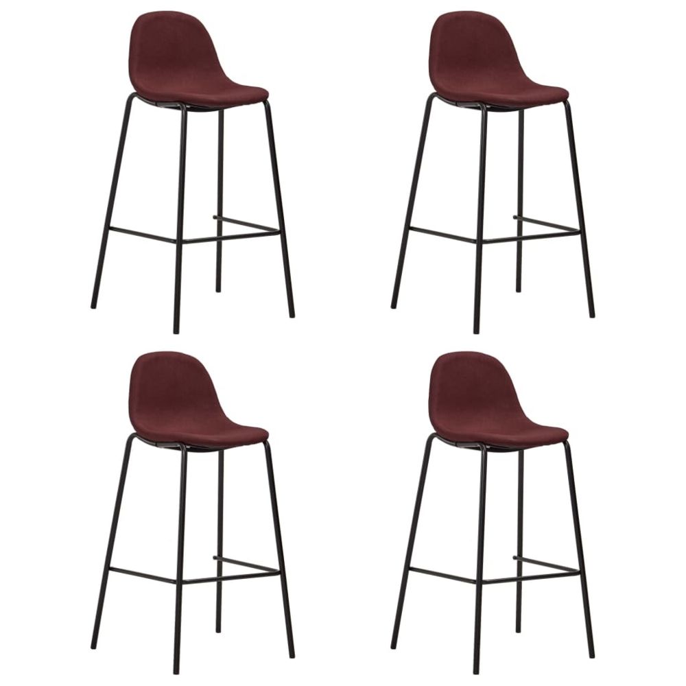 marque generique - Joli Fauteuils et chaises gamme La Havane Chaises de bar 4 pcs Bordeaux Tissu - Tabourets