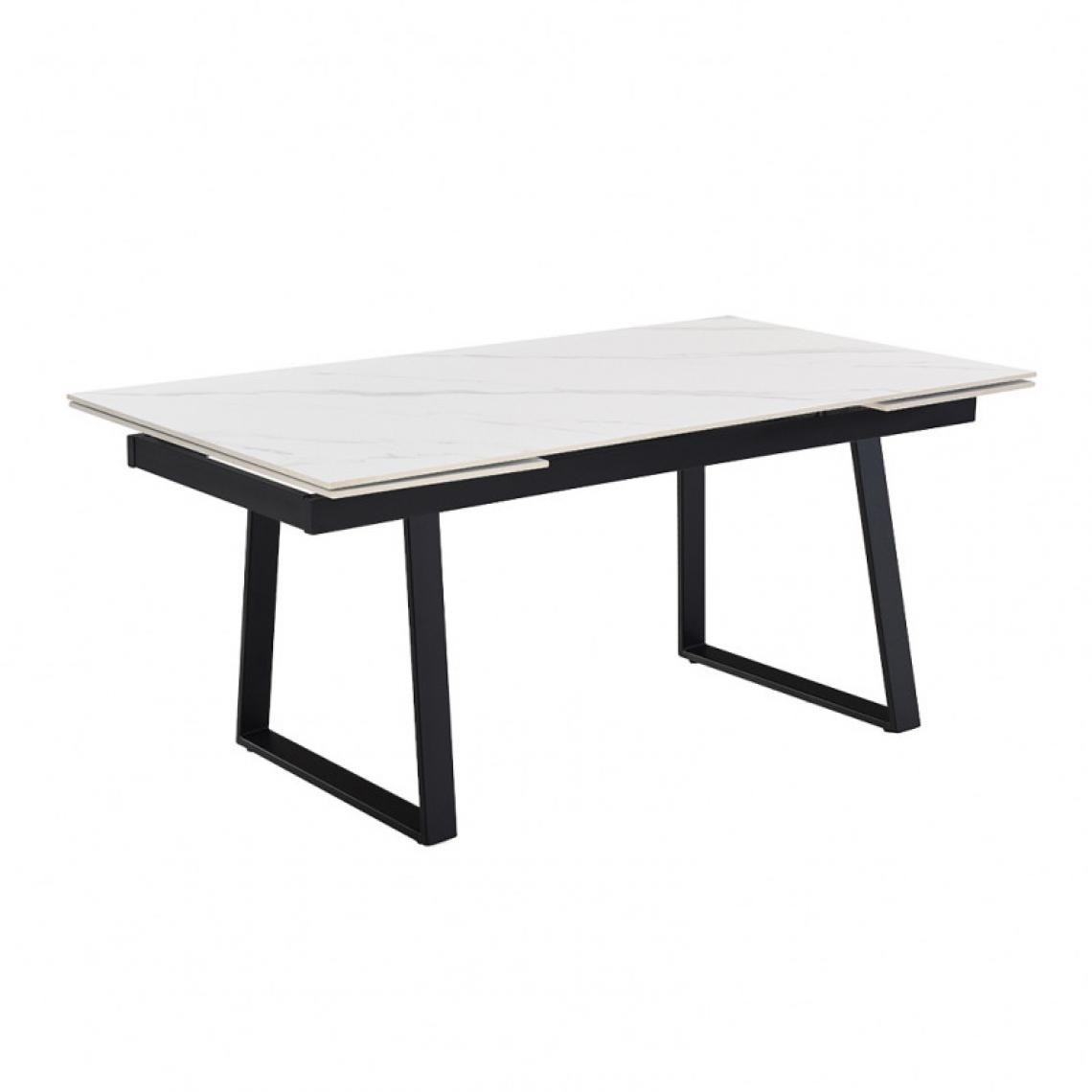 Meubletmoi - Table extensible 160/240 cm céramique blanc marbré pied luge - NEVADA 02 - Tables à manger