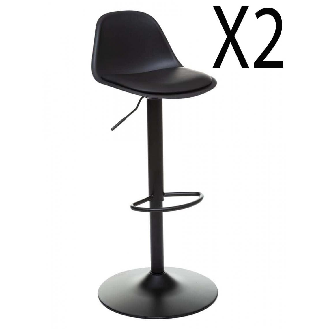 Pegane - Lot de 2 chaises de bar en polypropylène coloris noir - Diamètre 45 x Hauteur 103 cm - Tabourets