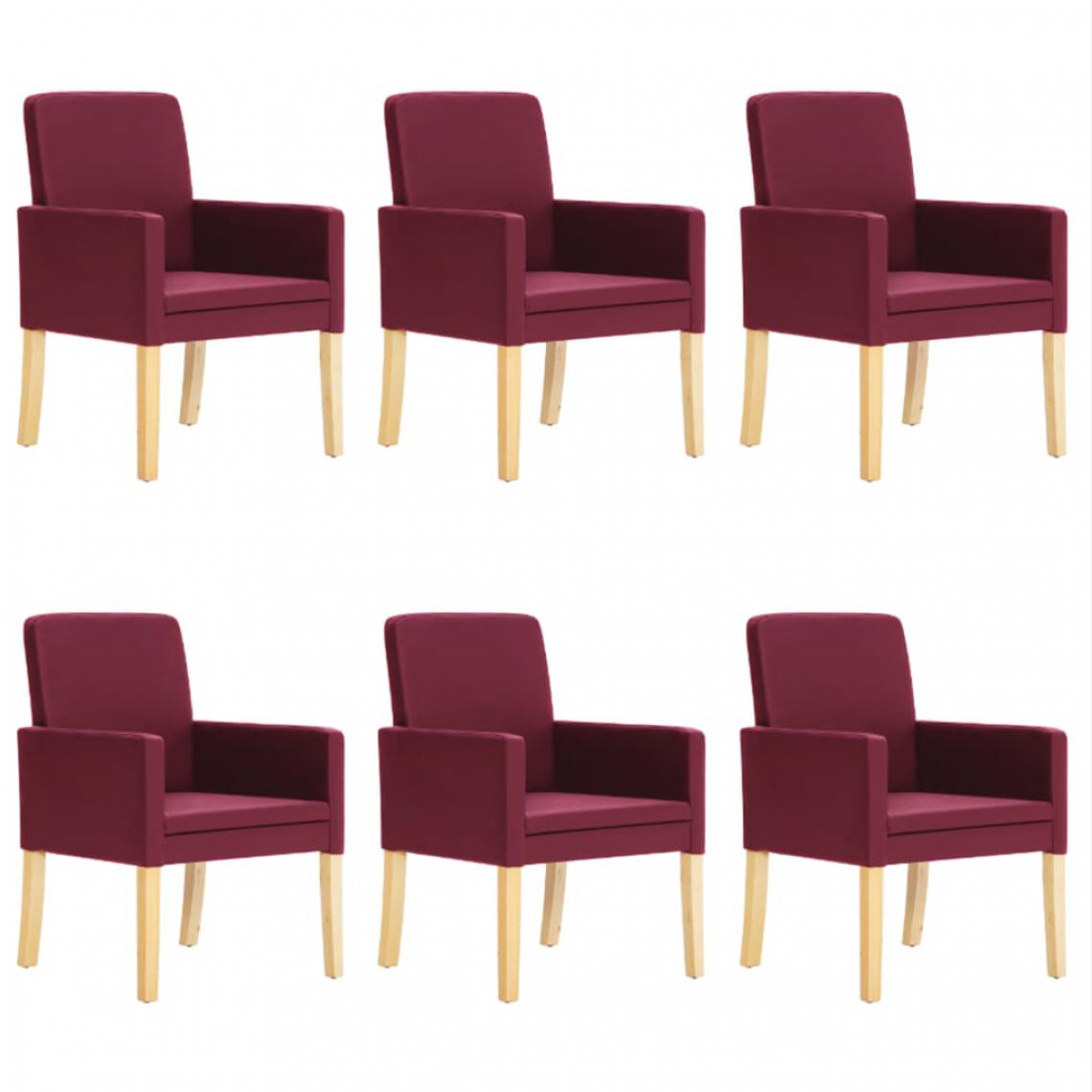 Chunhelife - Chunhelife Chaises de salle à manger 6 pcs Rouge bordeaux Similicuir - Chaises