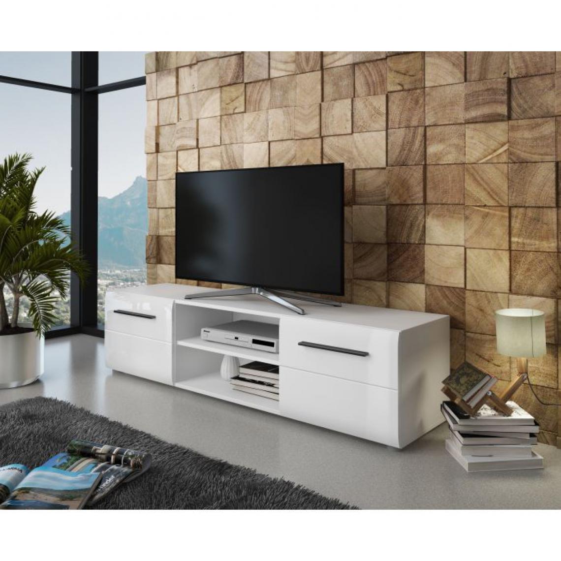 Alter - Meuble TV avec deux portes et un compartiment ouvert, 160 x 40 x 40 cm, couleur Blanc - Meubles TV, Hi-Fi