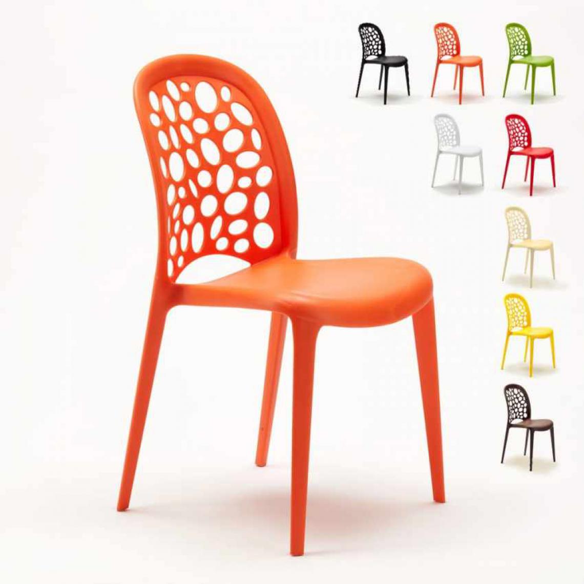 Ahd Amazing Home Design - Lot de Chaises empilables de restaurant bars Holes Messina 20 Pièces, Couleur: Orange - Chaises