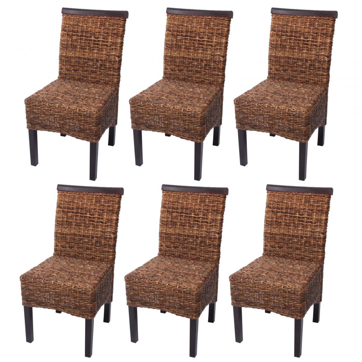 Mendler - Lot de 6 chaises M45, banane tressée, 47x54x93cn, pieds foncés - Chaises