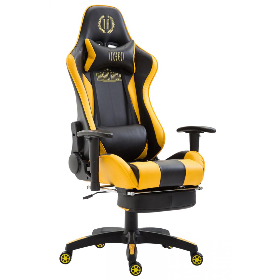 Icaverne - sublime Chaise de bureau Palikir simili cuir avec repose-pieds couleur noir jaune - Chaises