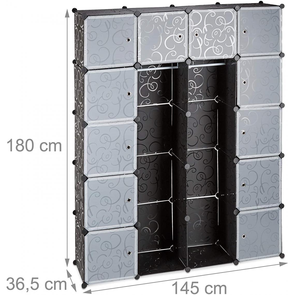 Helloshop26 - Étagère cubes rangement penderie armoire plastique 14 casiers 180 cm noir 13_0001070_3 - Etagères