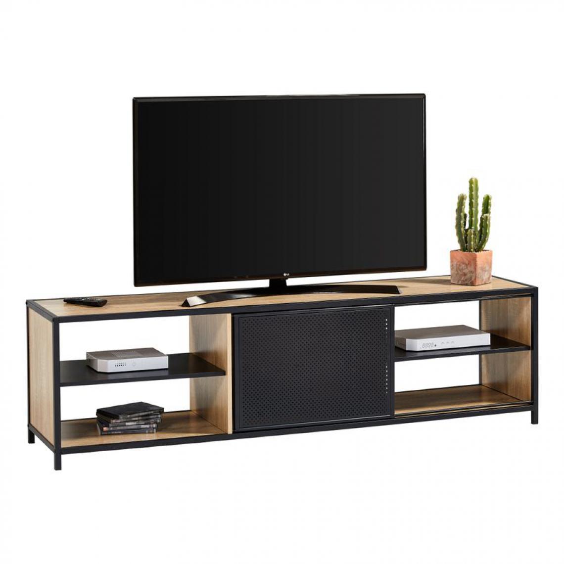 Time - Long meuble TV L.180 OSKAR Imitation chêne sonoma/ noir - Meubles TV, Hi-Fi
