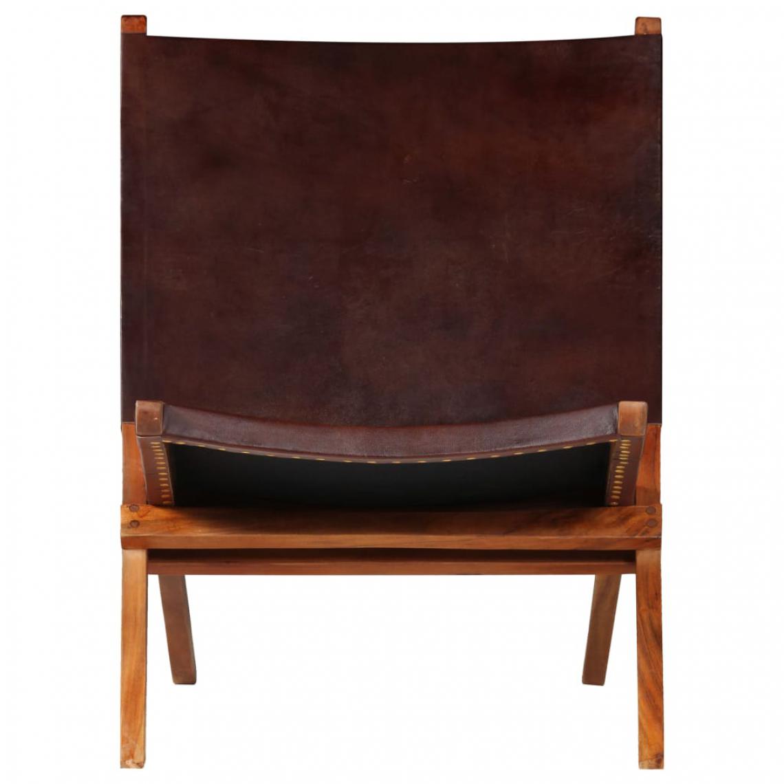 Icaverne - Icaverne - Chaises pliantes et tabourets pliants selection Chaise de relaxation Cuir véritable 59 x 72 x 79 cm Marron - Chaises