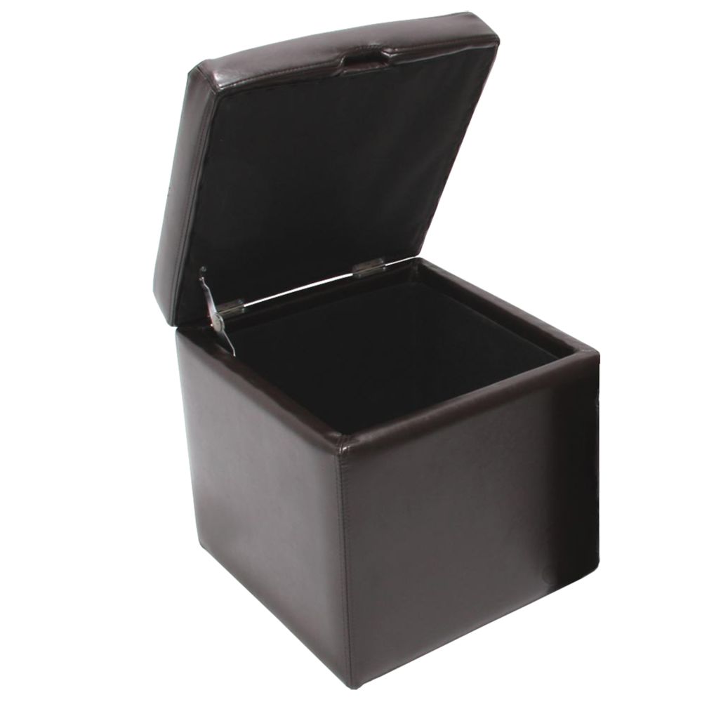 Mendler - Tabouret cube, box de dépôt Onex, avec abattant, cuir, 45x44x44cm ~ marron - Tabourets