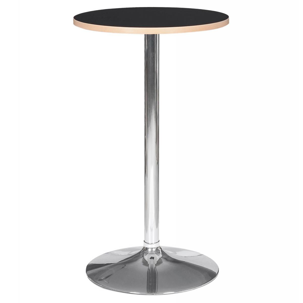 Alterego - Table haute ronde 'ELIOT ROUND' noire avec un pied en métal chromé - Ø 60 cm - Tables à manger