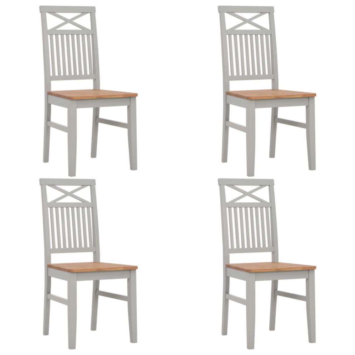 Chunhelife - Chaises de salle à manger 4 pcs Gris Bois de chêne solide - Chaises