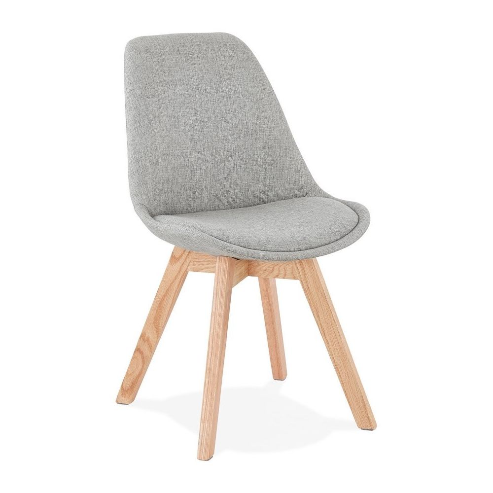 Alterego - Chaise scandinave 'WILLY' en tissu gris avec pieds en bois finition naturelle - Chaises