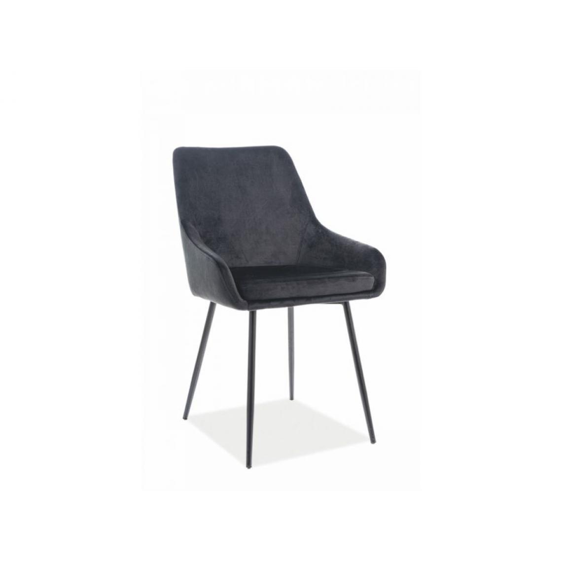 Hucoco - ALNI | Chaise confortable velours style glamour salle à manger bureau | 83x39x45 cm | Tissu velouté | Assise avec coussin - Noir - Chaises