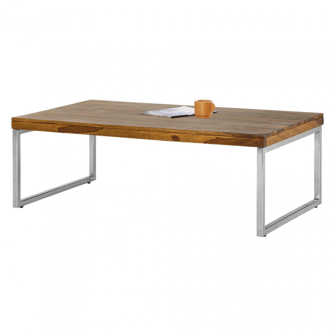 Womo-design - Table basse d'appoint pour salon en bois Sheesham et acier brun 120x60x40 cm - Tables basses