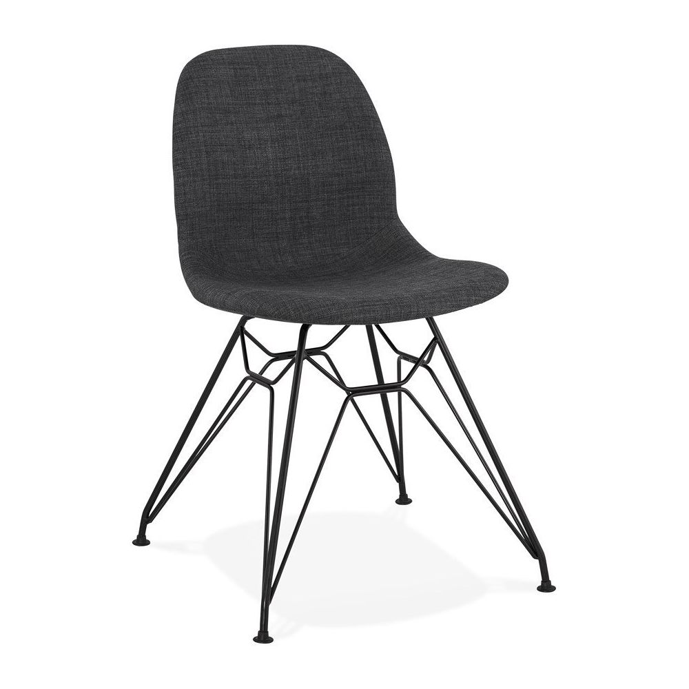 Alterego - Chaise design 'DECLIK' gris foncé avec pieds en métal noir - Chaises