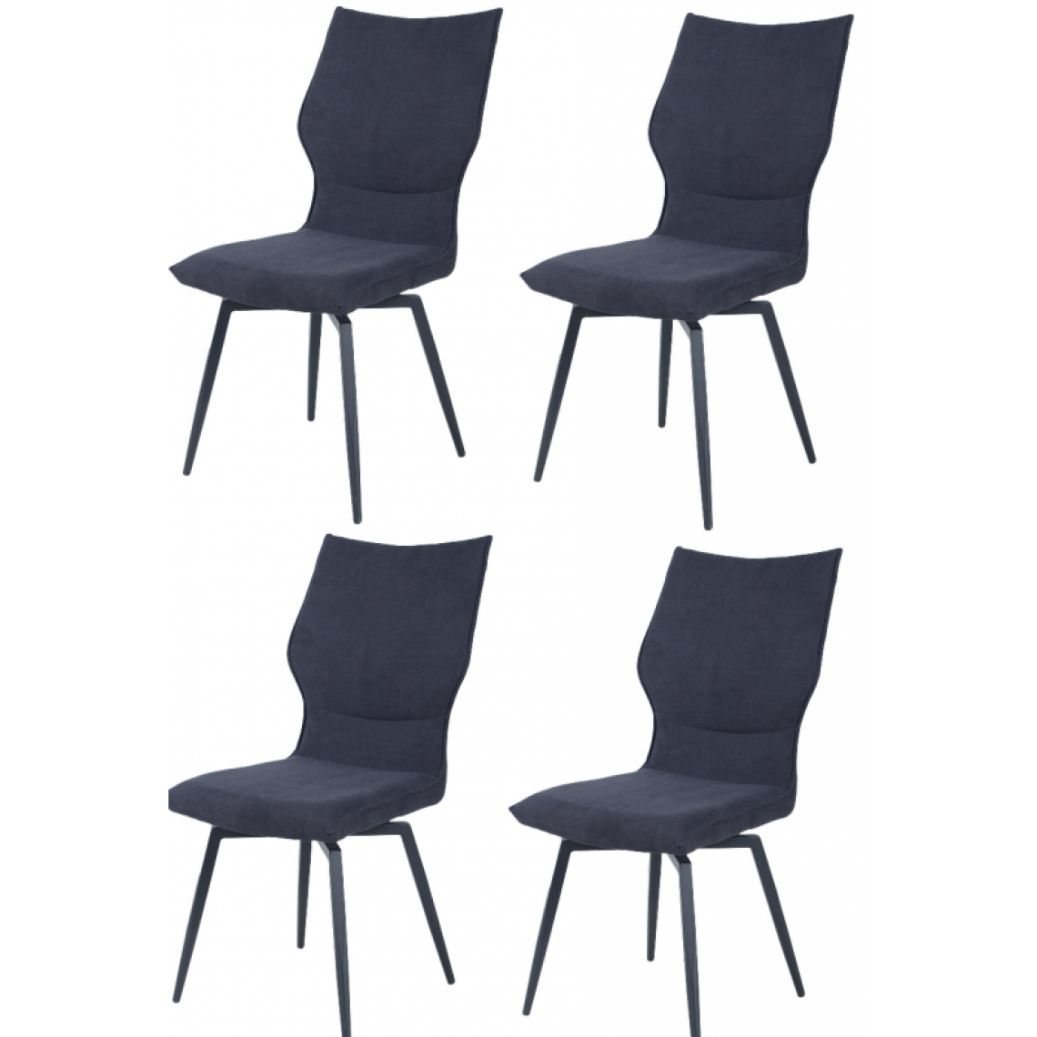 Ac-Deco - Lot de 4 chaises - Twist - L 46 x l 60 x H 97 cm - Noir - Chaises