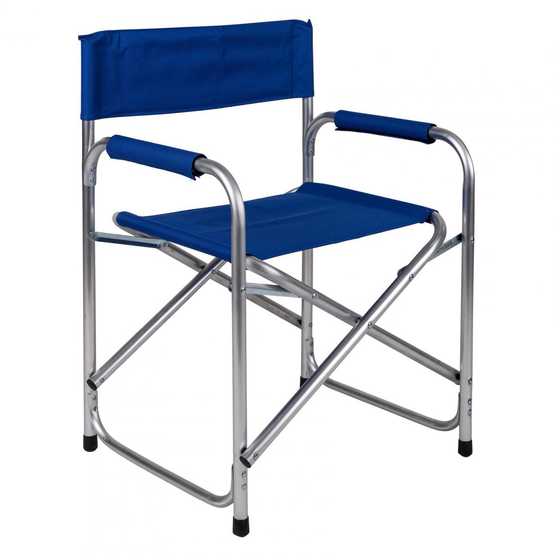 Alter - Chaise de camping pliante en aluminium et tissu, coloris bleu, ouverte : 59 x 48 x h78 cm - Chaises