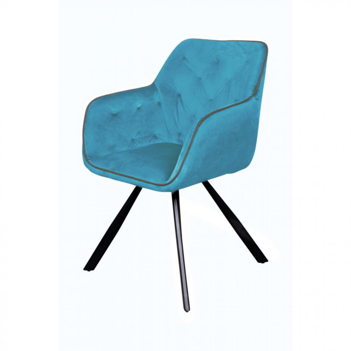 Paris Prix - Chaise Design en Velours Eann 85cm Bleu - Chaises